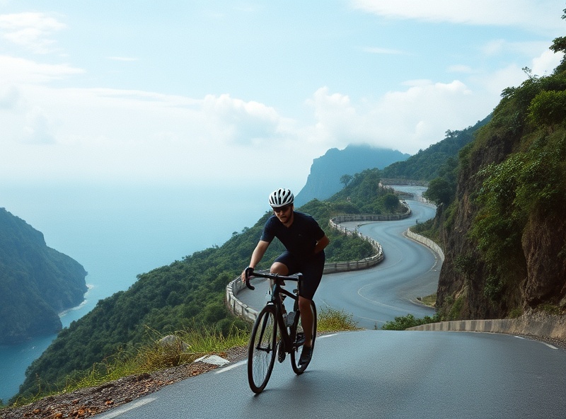 Cyclists on Hai Van Pass Vietnam