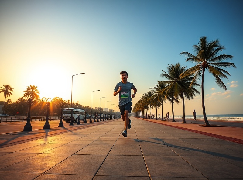 Running on My Khe beachfront promenade Da Nang