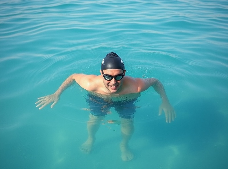 Open water swimming at My Khe Beach Da Nang